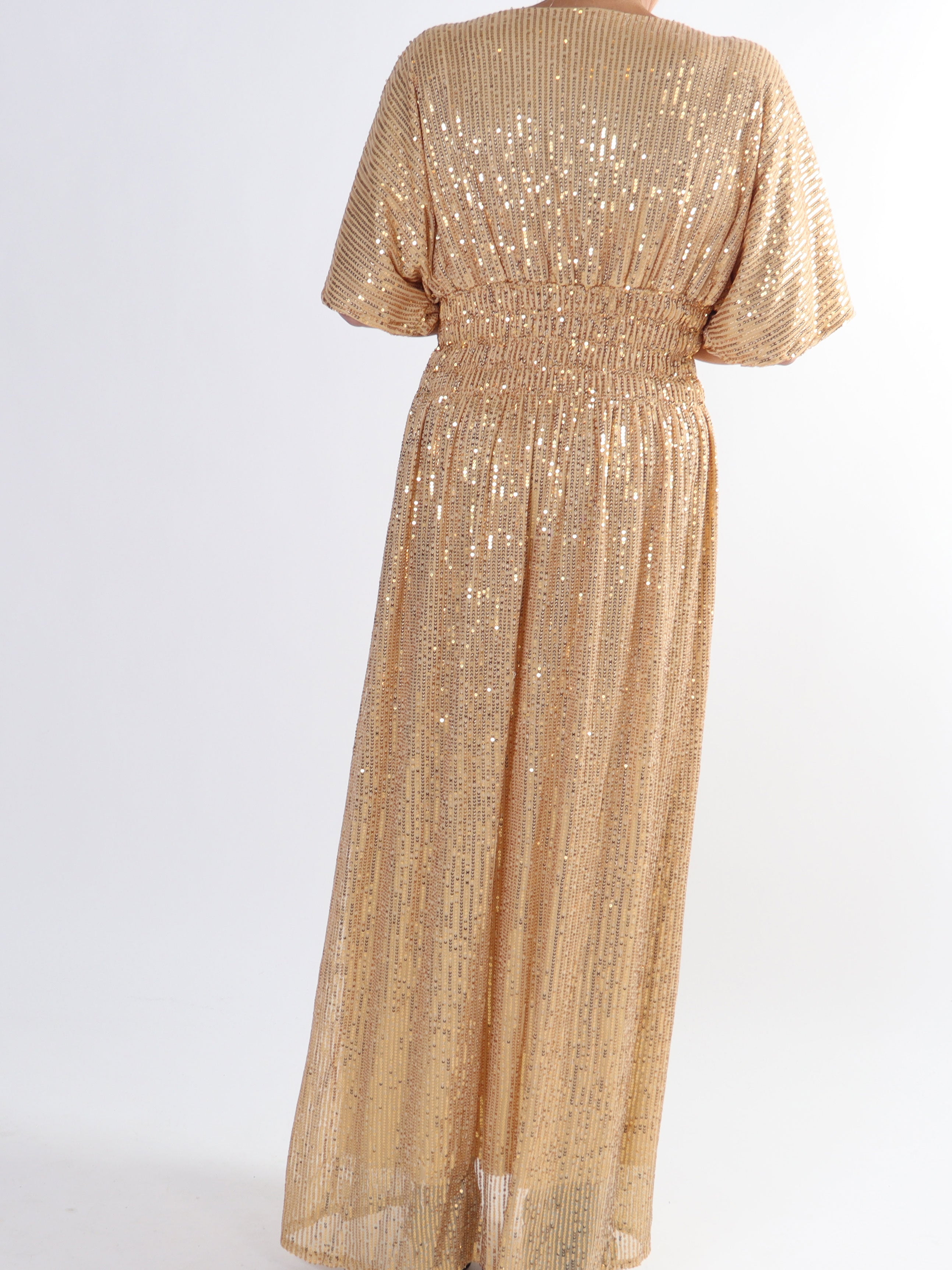 Pams Glitter - Lång plus size klänning med paljetter